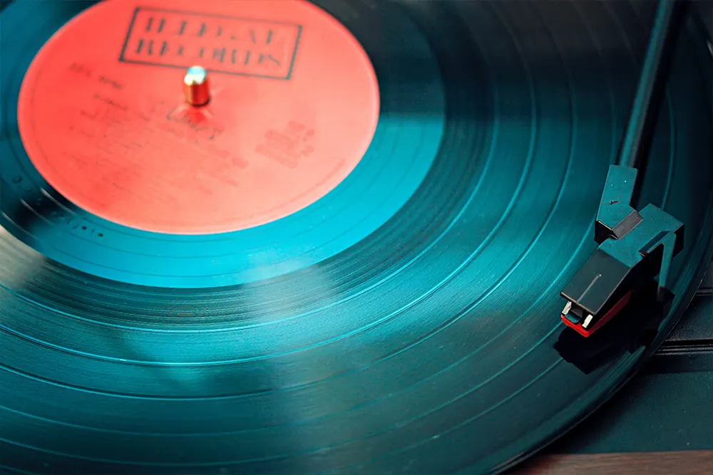 Vinyl record on a turntable