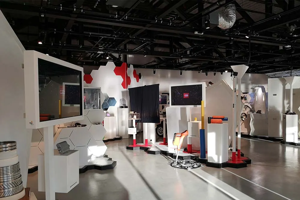 CEA showroom with interactive kiosks