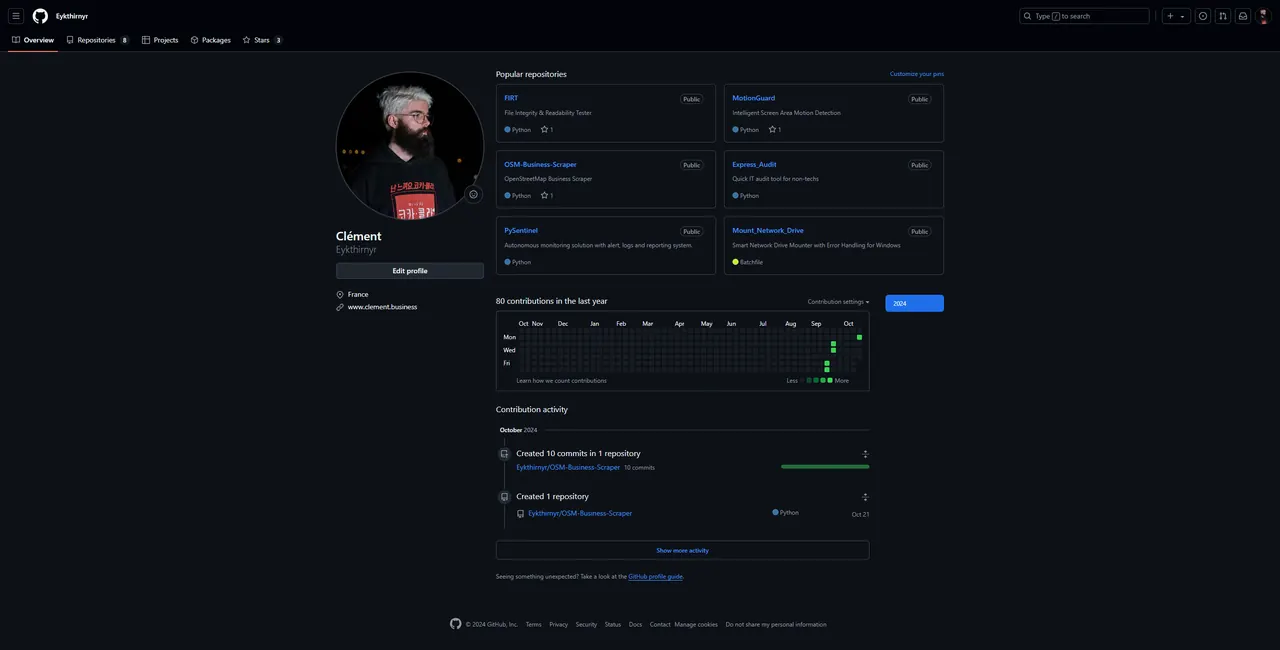 Profil GitHub de Clément Ghaneme